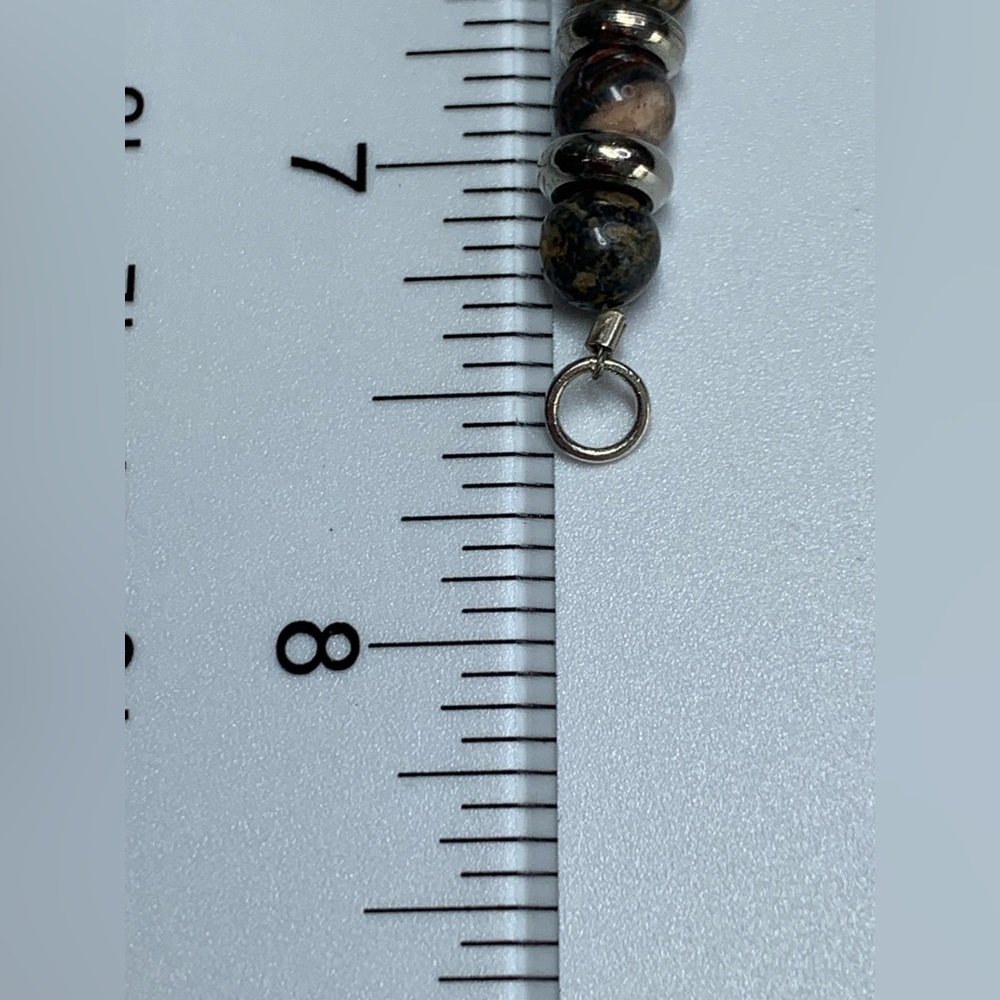 Vintage Sterling Silver & Leopard Jasper 6MM Beaded Bracelet 7-1/2” Long - Picture 16 of 16